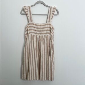 Draper James Maddie Babydoll Beige and White Striped Dress